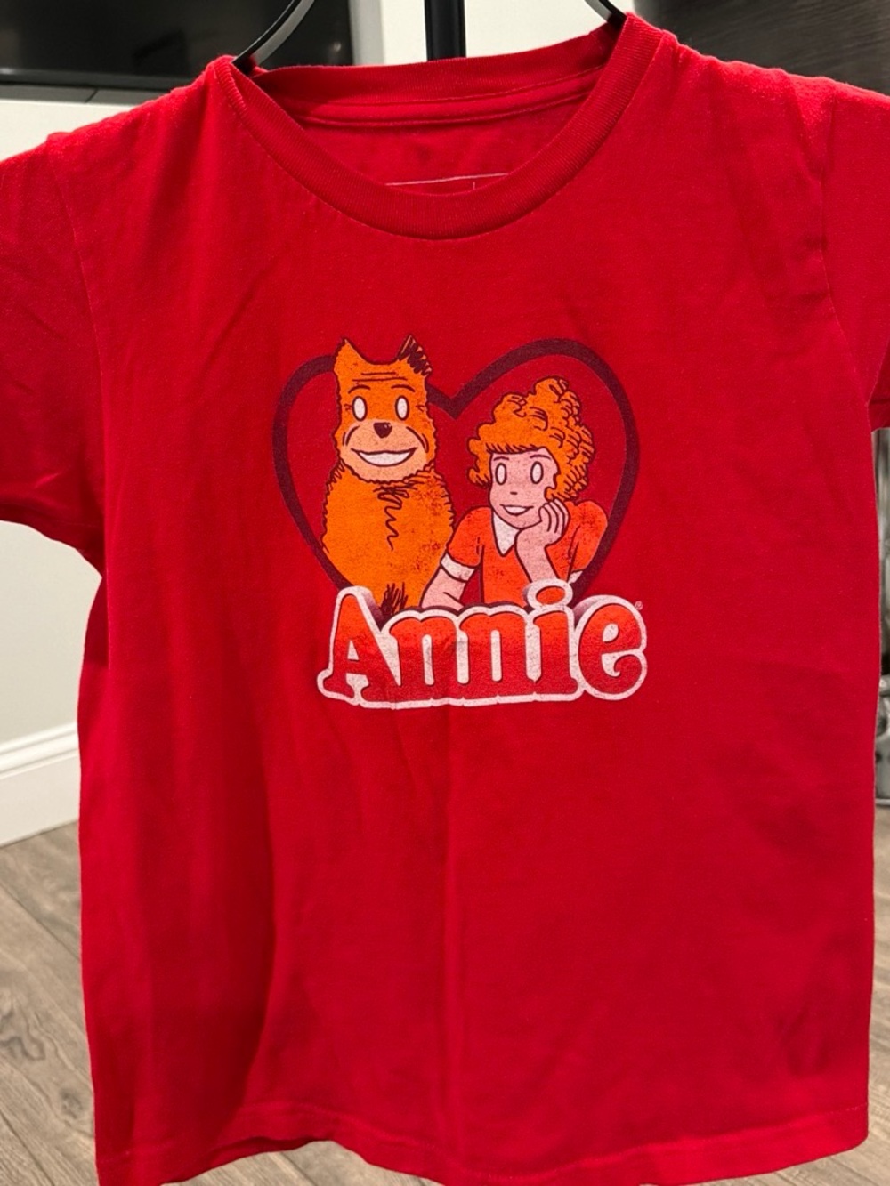 Annie Red Graphic Tee with Heart Mascot